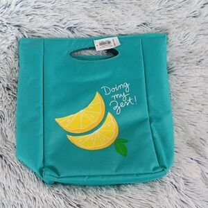 Old Navy Teal Cooler Bag with Lemon Design